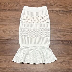 Pinko White Perforated Midi Skirt Size: Medium